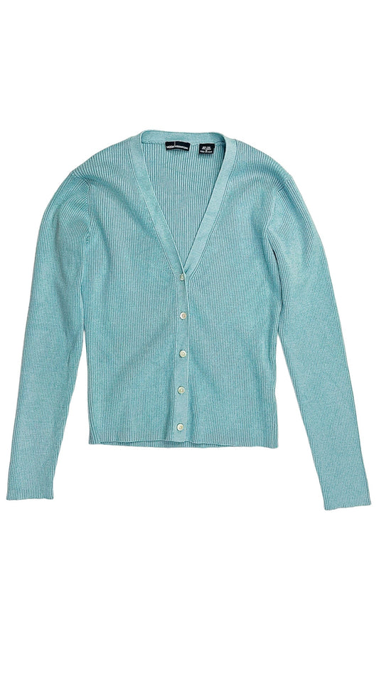 Vintage 90s sky blue ribbed knit cardigan - Size S