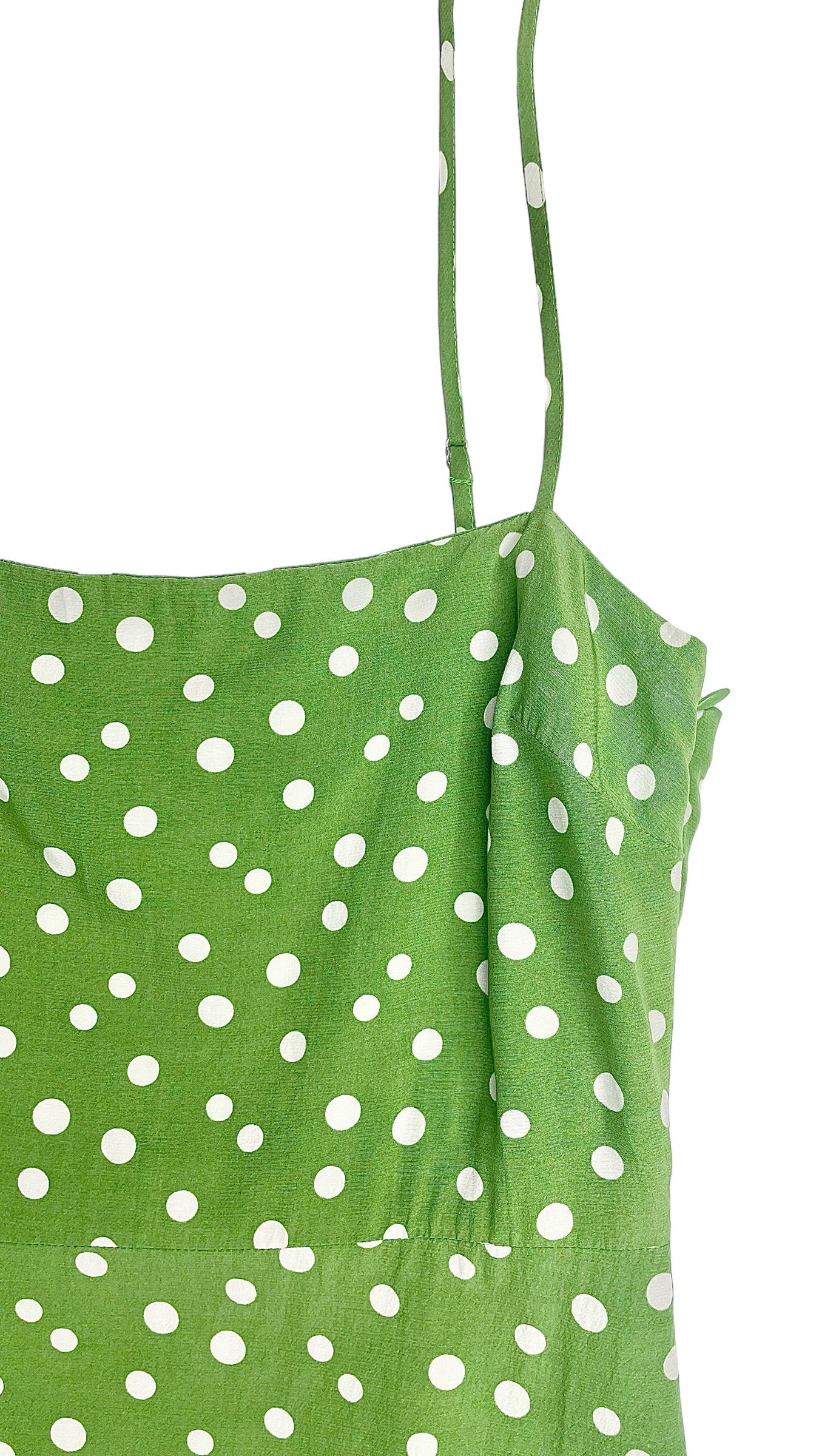 Pre-Loved PRIVACY PLEASE green polka dot mini tank dress - Size S