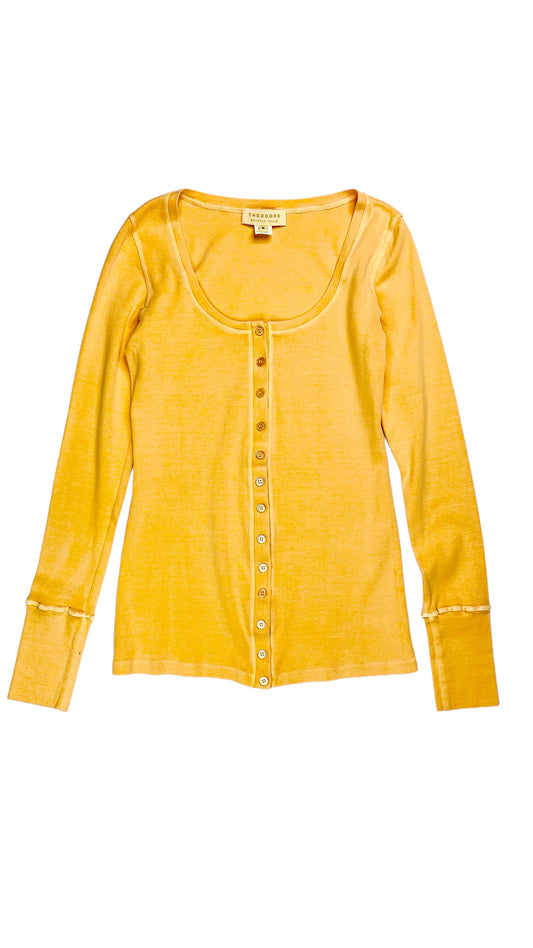 Vintage 90s THEODORE BEVERLY HILLS cantaloupe orange button up long sleeve top - Size S
