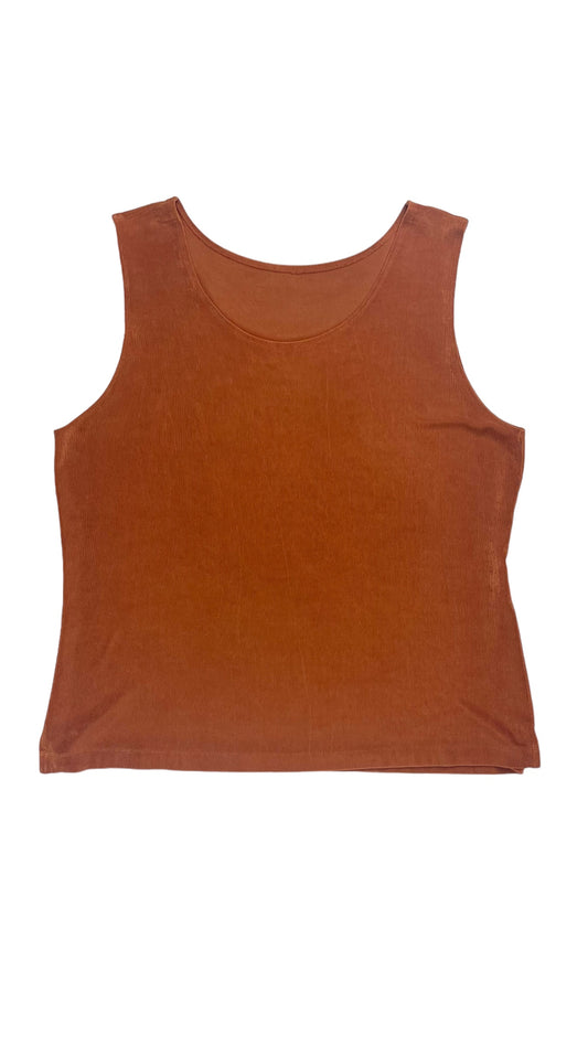 Vintage 90s terracotta rust slinky knit tank top - Size L