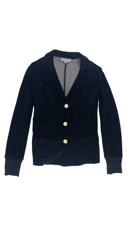 Vintage Y2K black THEODORE BEVERLY HILLS terry cloth button up blazer - Size XS