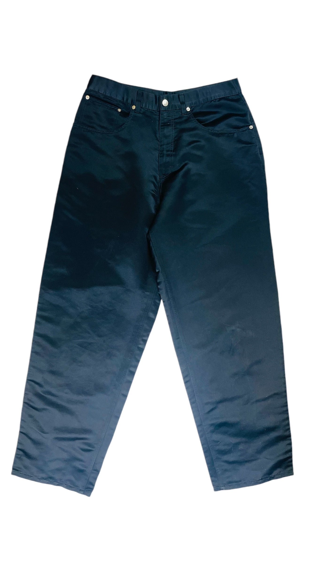 Vintage 90s ICEBERG black satin wide leg baggy pants - Size 34