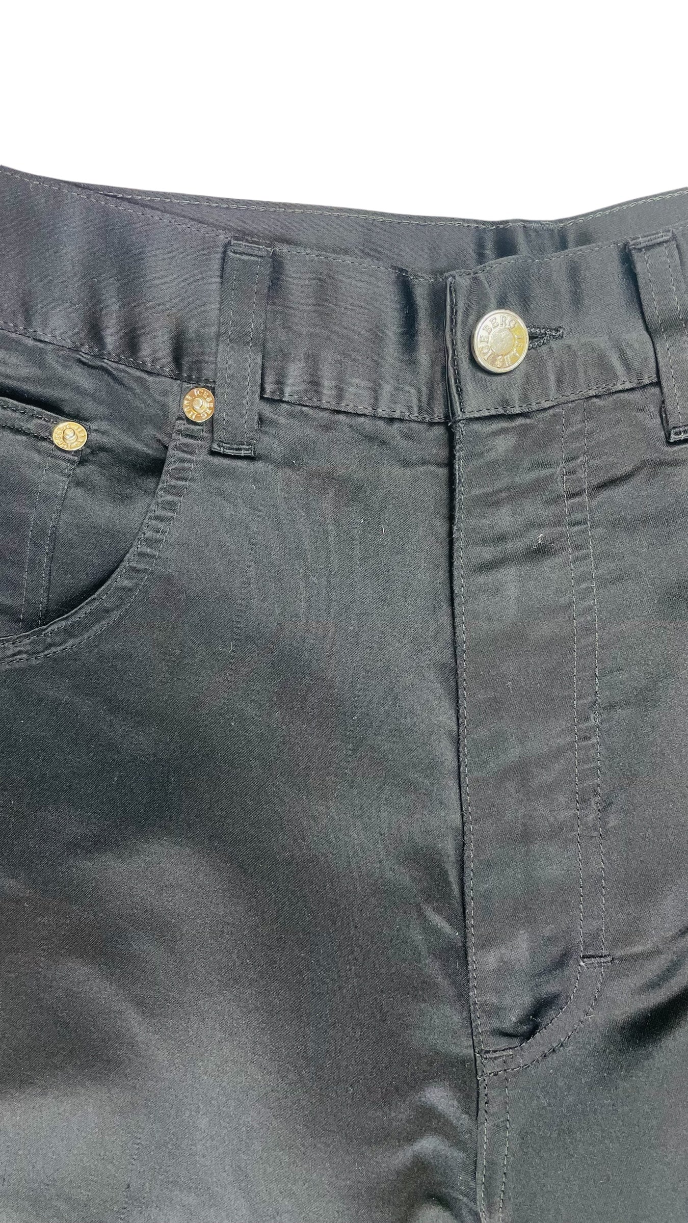 Vintage 90s ICEBERG black satin wide leg baggy pants - Size 34